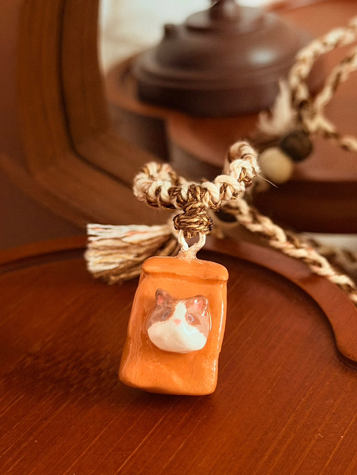 Handmade Stone Clay Dog Pendant Necklace