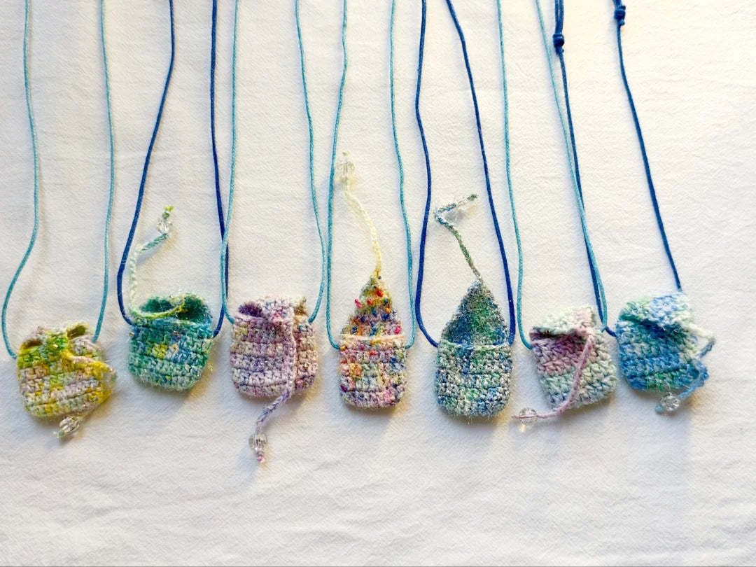 Handmade Colorful Yarn Earphone Storage Bag | Dainty Soft Knit Daily Use Wireless Earbud Pouch