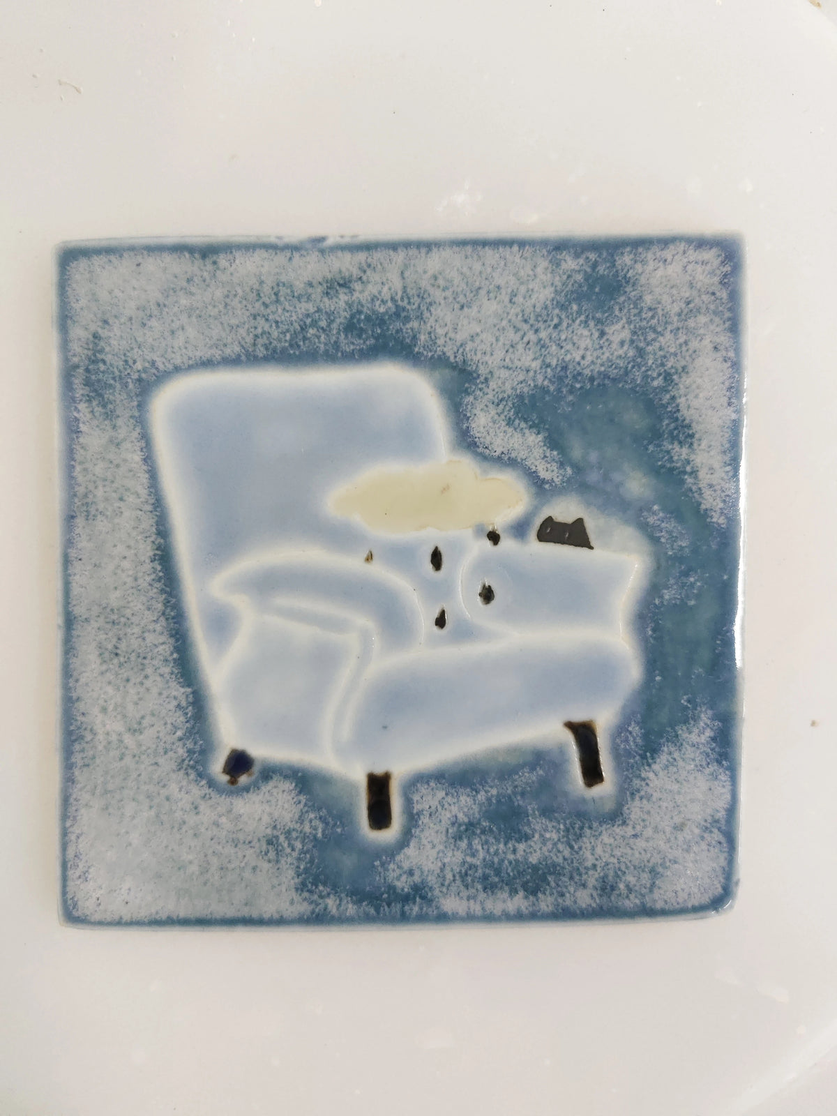 Hand Painted Cat Ceramic Tile Art | Mini Handmade Kiln Fired Cute Kitty Wall Decor Plaque