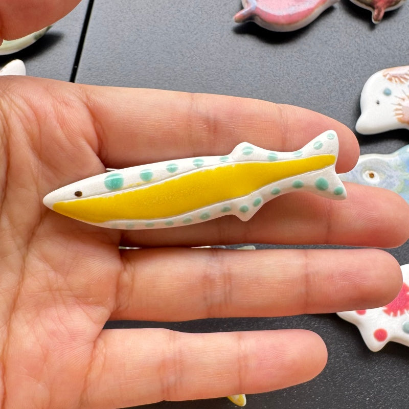 Handmade Ceramic Fish Fridge Magnet | Cute Mini Porcelain Marine Animal Refrigerator Decor Magnet