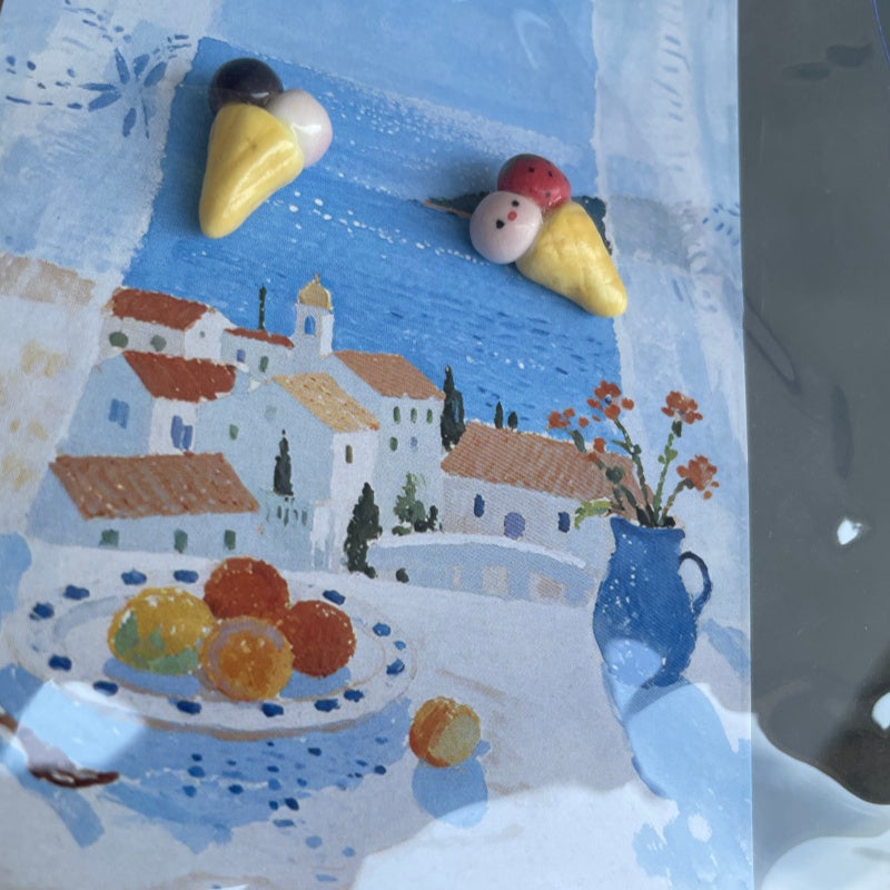 Tiny Hand Sculpted Ice Cream Stud Earrings | Kiln Fired Cute Summer Sweet Handmade Accessory