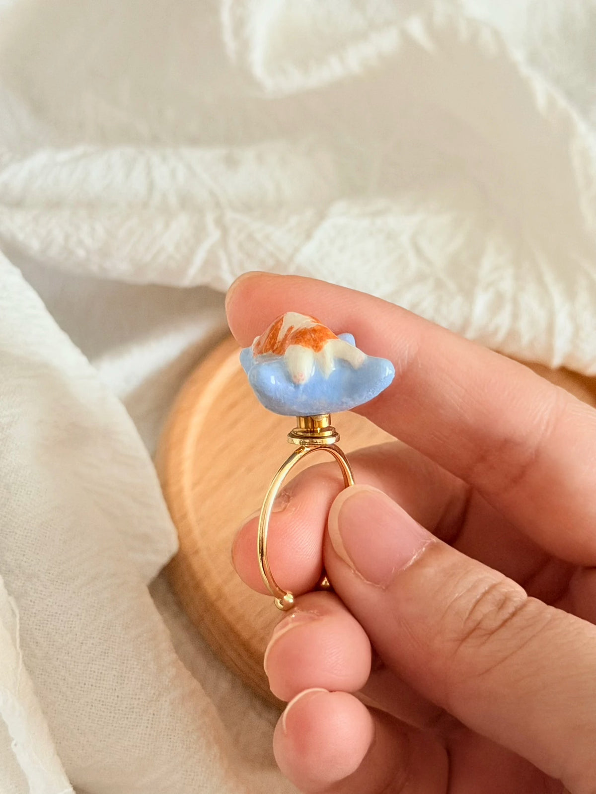 Sculpted Clay Puppy Rotating Ring | Cute Pet Interactive Handmade Clay Accessory