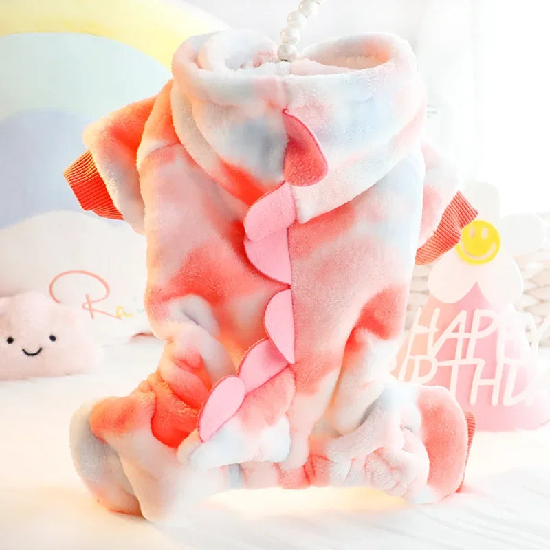 Plush Cat Puppy Costume Autumn Winter Pet Jumpsuits for Small Dogs Cats Kitten Cosplay Clothes Dinosaur Pajamas Ropa Para Gatos