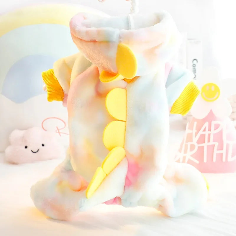 Plush Cat Puppy Costume Autumn Winter Pet Jumpsuits for Small Dogs Cats Kitten Cosplay Clothes Dinosaur Pajamas Ropa Para Gatos