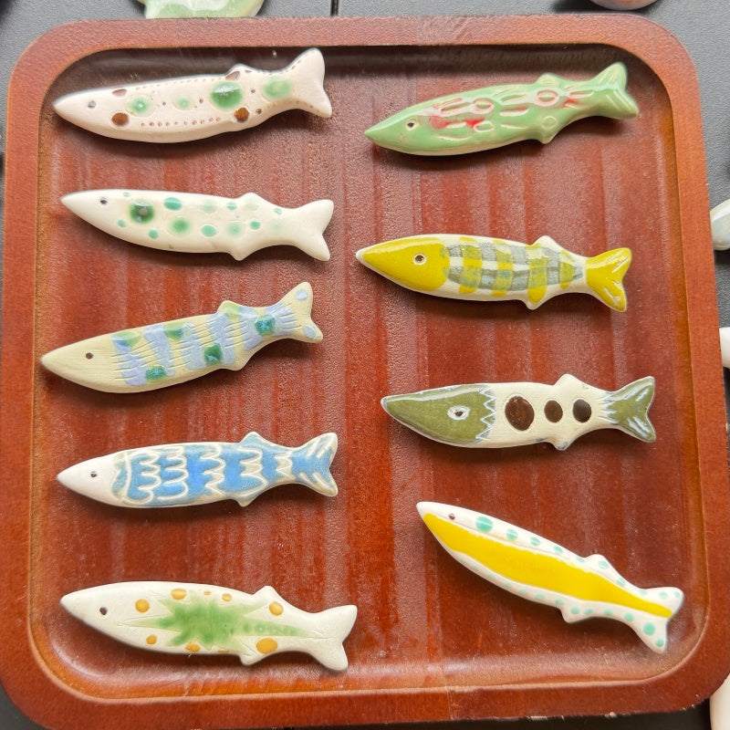 Handmade Ceramic Fish Fridge Magnet | Cute Mini Porcelain Marine Animal Refrigerator Decor Magnet