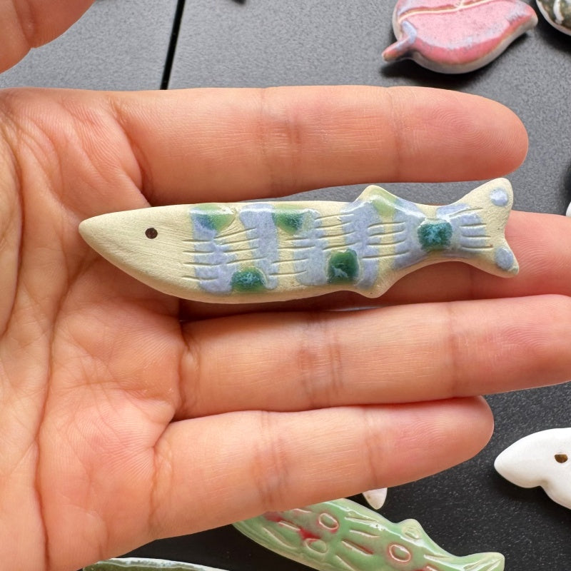 Handmade Ceramic Fish Fridge Magnet | Cute Mini Porcelain Marine Animal Refrigerator Decor Magnet