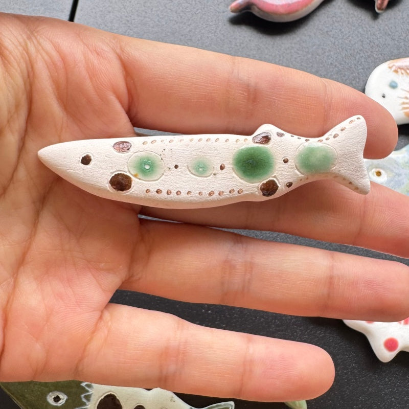 Handmade Ceramic Fish Fridge Magnet | Cute Mini Porcelain Marine Animal Refrigerator Decor Magnet