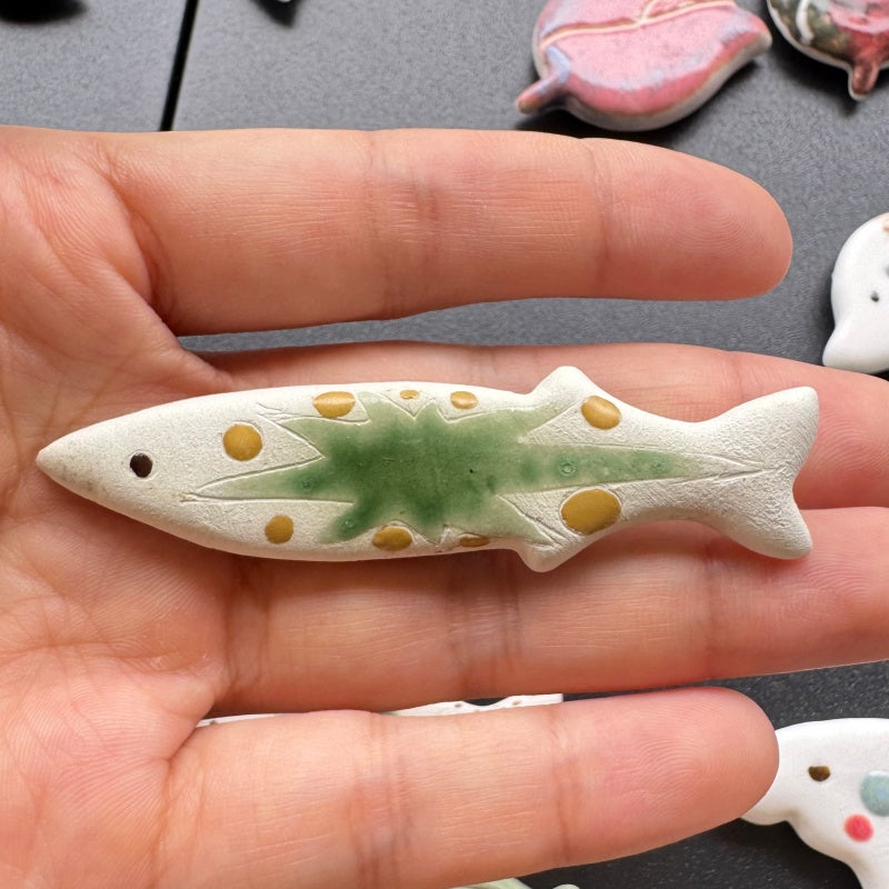 Handmade Ceramic Fish Fridge Magnet | Cute Mini Porcelain Marine Animal Refrigerator Decor Magnet