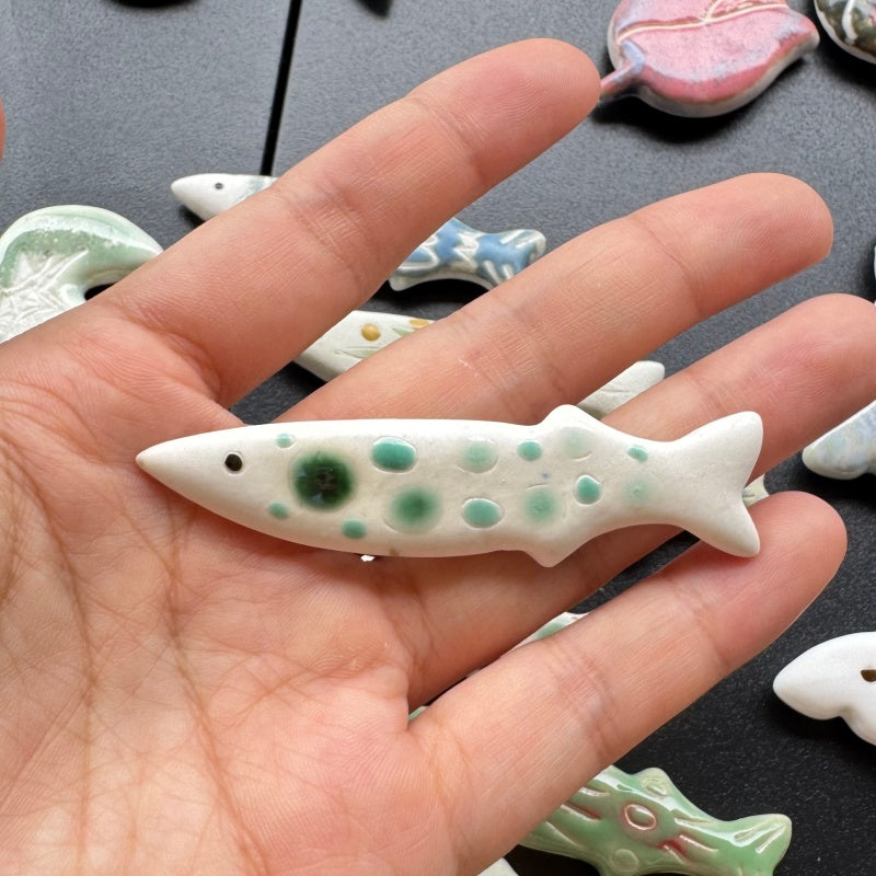 Handmade Ceramic Fish Fridge Magnet | Cute Mini Porcelain Marine Animal Refrigerator Decor Magnet