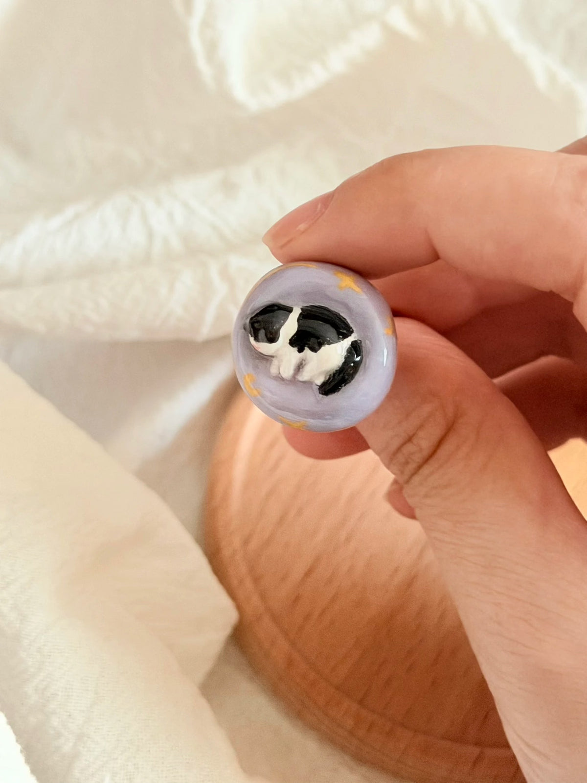 Handmade Clay Kitten Spinner Ring | Kawaii Cartoon Pet Anxiety Relief Rotating Band