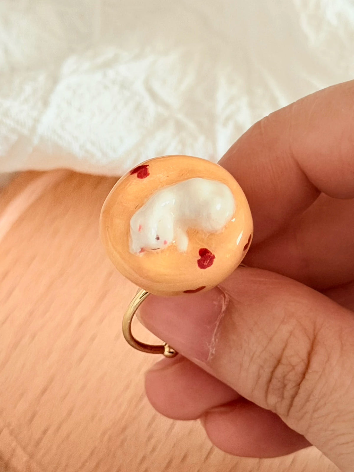 Handmade Clay Kitten Spinner Ring | Kawaii Cartoon Pet Anxiety Relief Rotating Band